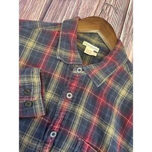 Carbon 2 Cobalt Long Sleeve Button‎ Up Shirt Green Red Check All Cotton Mens L